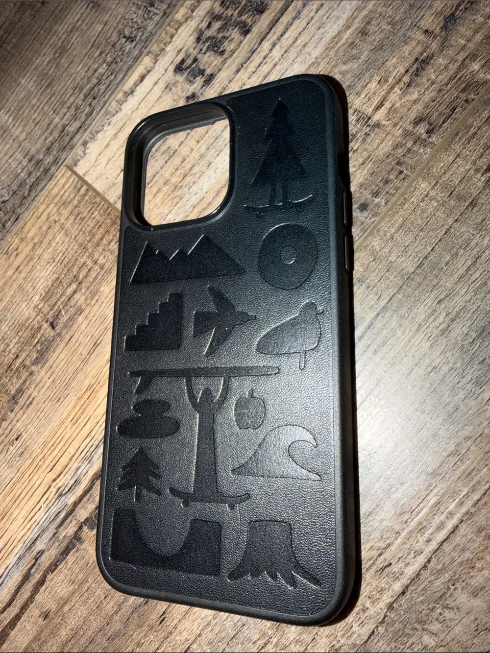Black Embossed Pattern Phone Case - Black
